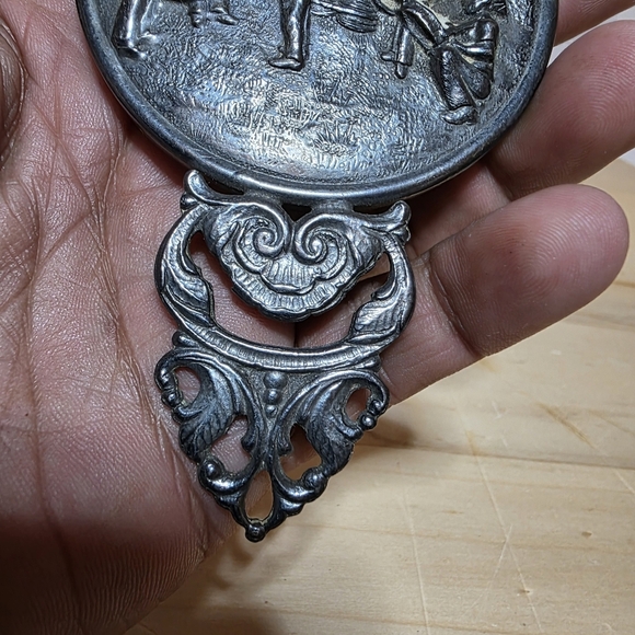 Vintage Hans Jensen Denmark Silver Plate Repousse Compact Mirror Small Hand held - Picture 7 of 13